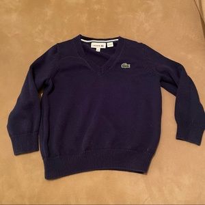 Navy blue Lacoste v-neck sweater size 2